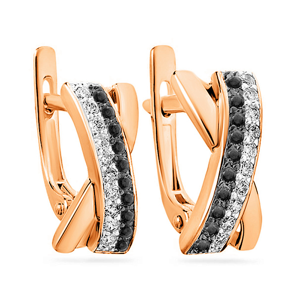 Серьги Синергия из красного золота с фианитами (арт. 110204ч) – изображение 1