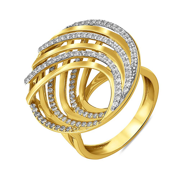 Золотое кольцо с россыпью из фианитов (арт. 152097ж) – изображение 1