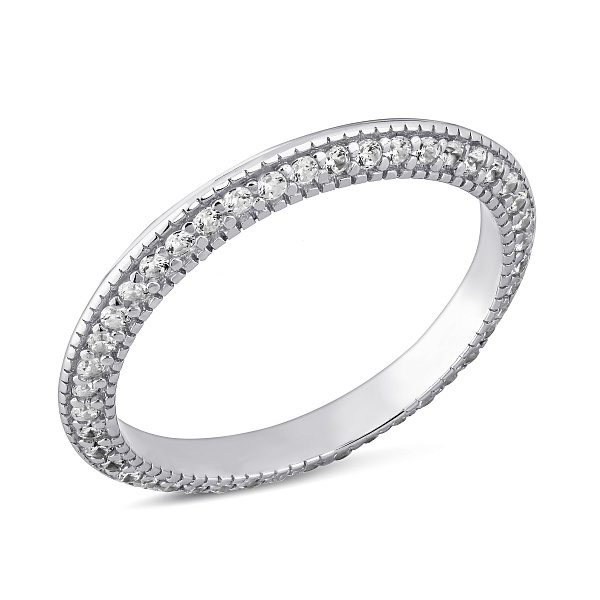 Тонка срібна каблучка зі фіанітами та емаллю (арт. 7501/8369еб) – зображення 3