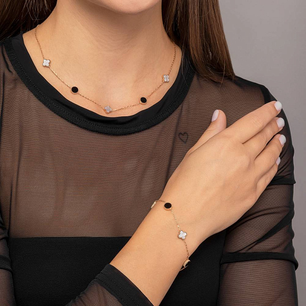 Золотой браслет с перламутром и ониксом (арт. 3261068/8по) – изображение 3