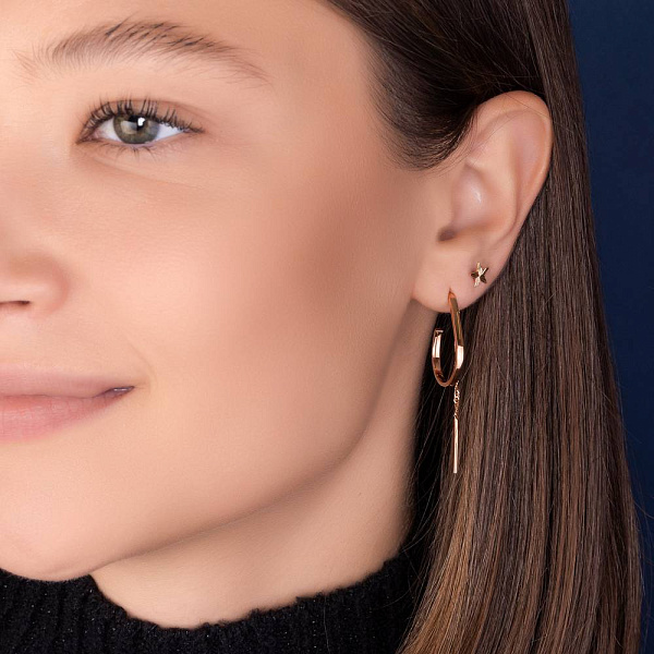 Сережки-пусети з червоного золота (арт. 1091163) – зображення 3