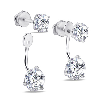 Пусеты трансформеры из серебра с фианитами (арт. 7518/29036р)