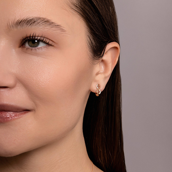 Сережки «Нескінченність» з червоного золота з фіанітами (арт. 108114) – зображення 3