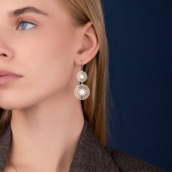 Золотые серьги-подвески Олимпия (арт. 109328) – изображение 3