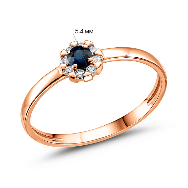 Золота каблучка з діамантами та сапфіром (арт. К011087с) – зображення 6