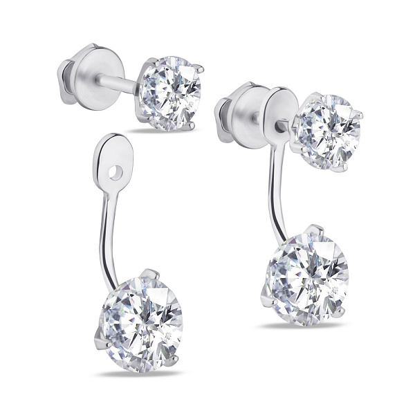 Пусеты трансформеры из серебра с фианитами (арт. 7518/29036р) – изображение 1