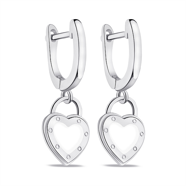 Серебряные серьги-подвески с эмалью (арт. 7502/9133еб) – изображение 1