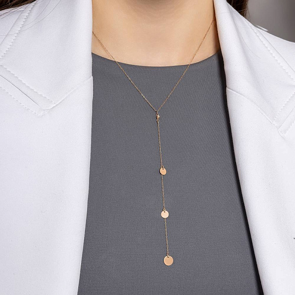 Золотое колье-галстук "Монеты" (арт. 352204) – изображение 3