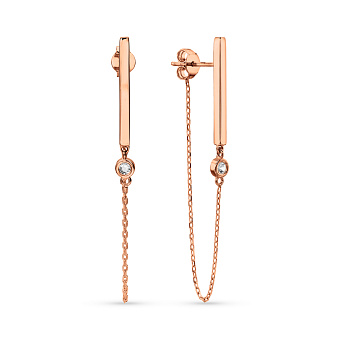 Сережки-пусети з червоного золота (арт. 1091088)