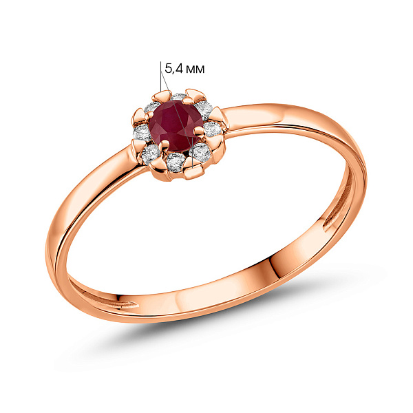 Золота каблучка з діамантами та рубіном (арт. К011087р) – зображення 4