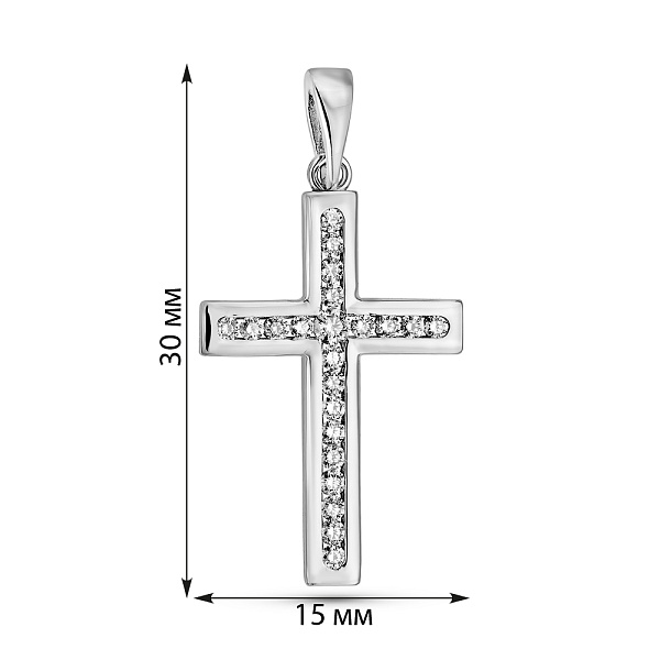 Хрестик з білого золота з діамантами (арт. 3111035202) – зображення 3
