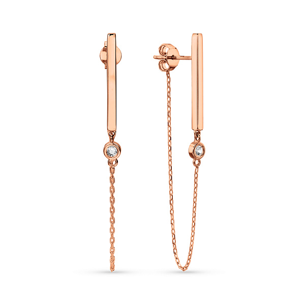 Сережки-пусети з червоного золота (арт. 1091088) – зображення 1