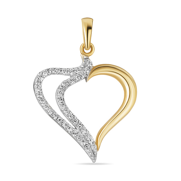 Кулон Сердце из желтого золота с фианитами (арт. 421931ж) – изображение 1