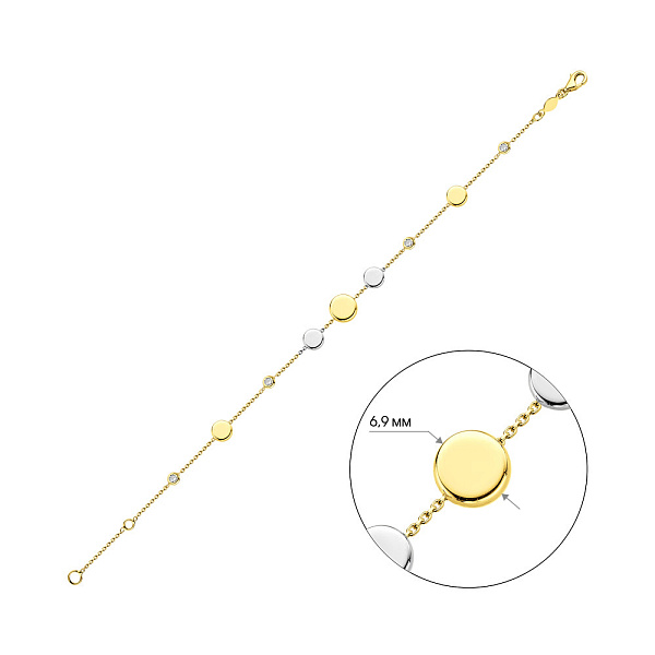 Браслет из желтого и белого золота с фианитами (арт. 326719жб) – изображение 4