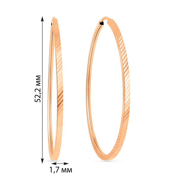 Золотые серьги-кольца с алмазной гранью (арт. 122102/50) – изображение 4