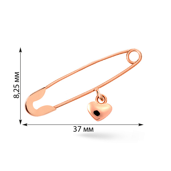 Золотая булавка с подвеской «Сердце» без камней (арт. 360025) – изображение 2