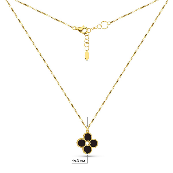 Золоте кольє Квітка Francelli з оніксом (арт. 352719жо) – зображення 4