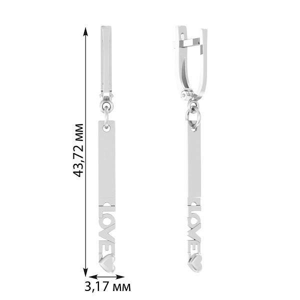 Золотые серьги с подвесками «Love» (арт. 110580б) – изображение 2