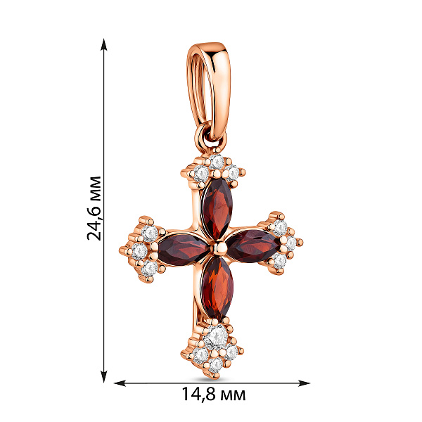 Золотой кулон с гранатом и фианитами (арт. 4401029Пк) – изображение 4