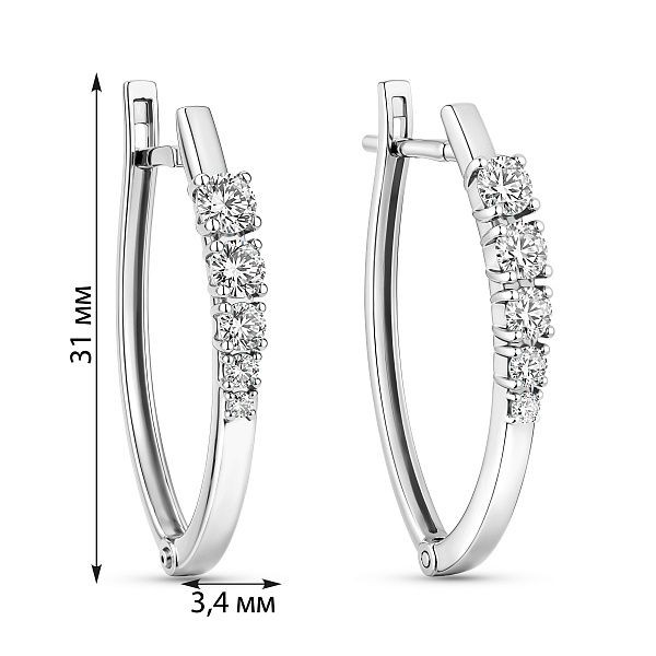 Серьги из белого золота с дорожкой из фианитов (арт. 110559б) – изображение 2