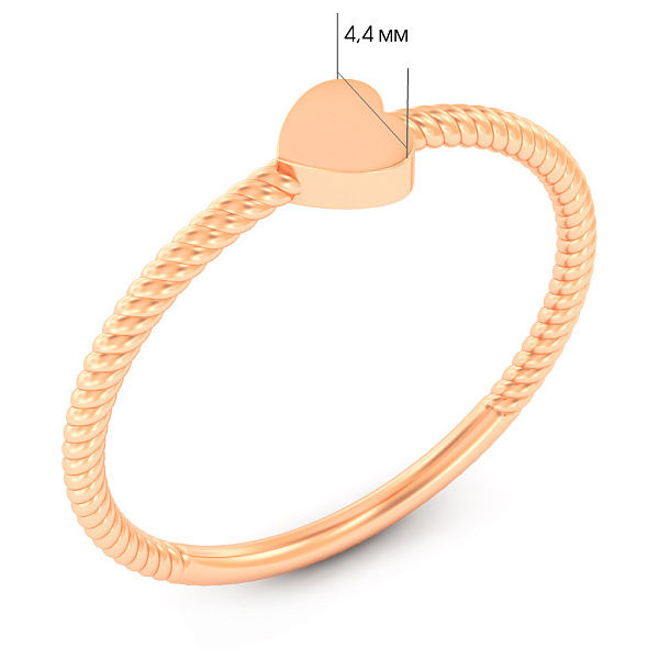 Тонкое кольцо из золота "Сердце"  (арт. 140015) – изображение 2