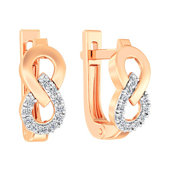 Фото Золоті сережки «Нескінченність» з фіанітами (арт. 111115)