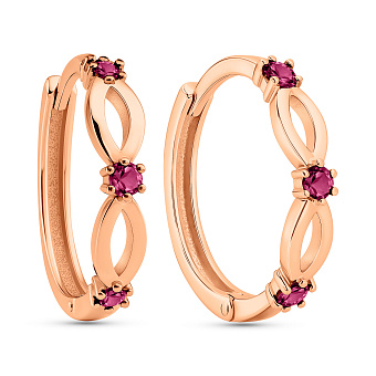 Фото Золоті сережки з рубінами (арт. 111289Пр)