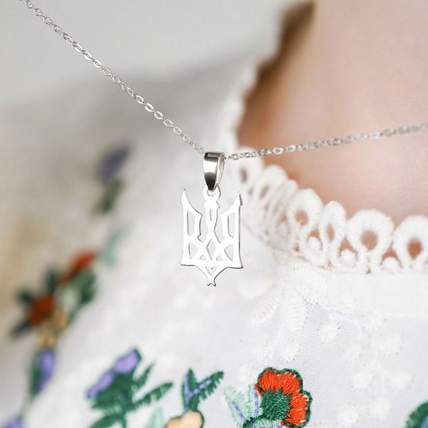 Подвес из белого золота Герб Украины-Трезубец (арт. 440747б) – изображение 2