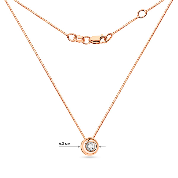 Кольє з червоного золота з діамантом (арт. Ц011225010/2) – зображення 4