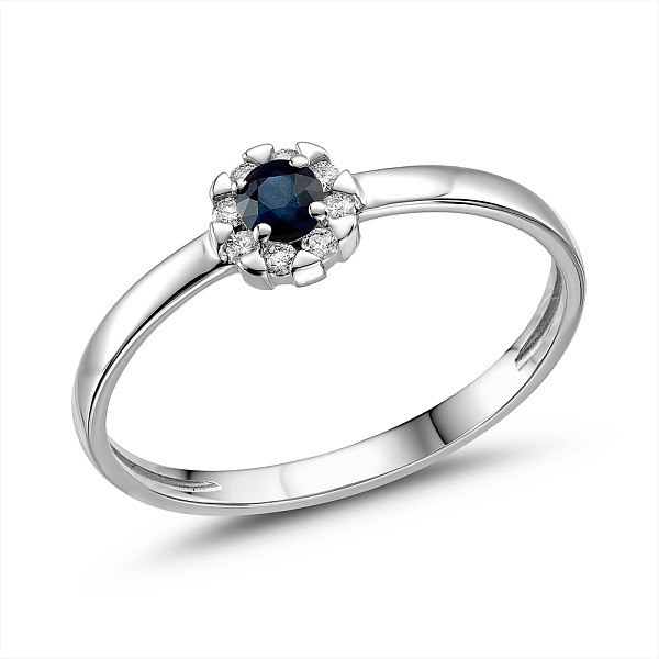 Кольцо из белого золота с бриллиантами и сапфиром (арт. К011087бс) – изображение 1