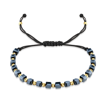 Браслет на шелковой нити с вставками из серебра и с гематитом (арт. 7309/2408чжгмт)