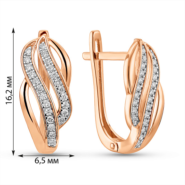 Сережки з червоного золота з діамантами (арт. С011223010) – зображення 5