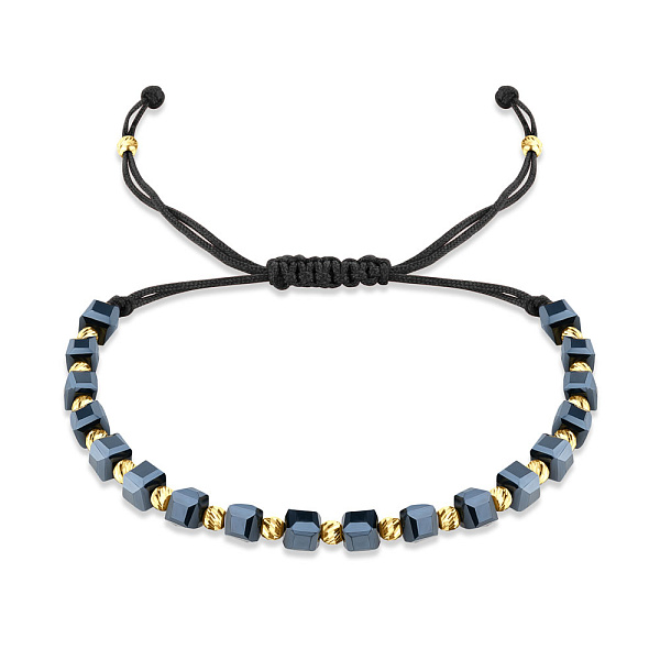 Браслет на шелковой нити с вставками из серебра и с гематитом (арт. 7309/2408чжгмт) – изображение 1