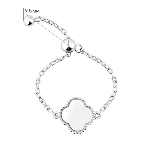 Срібна каблучка Конюшина з ланцюжком (арт. 7501/8390/9п) – зображення 2