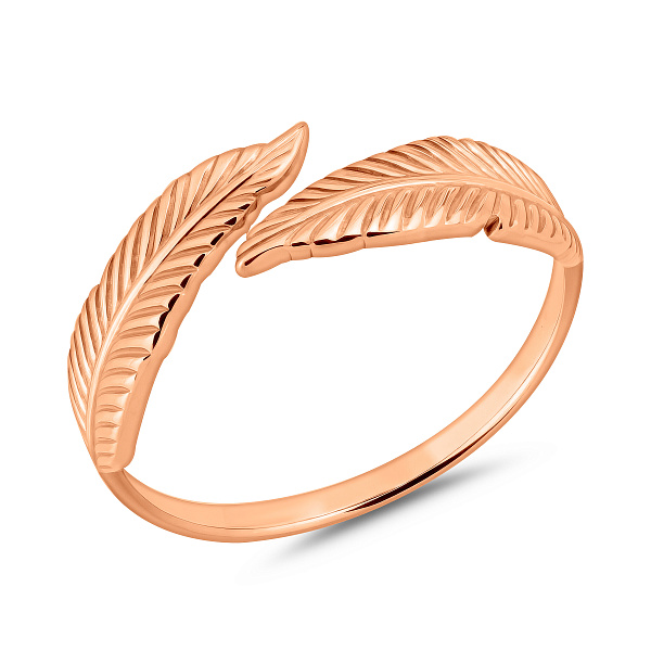 Золотое незамкнутое кольцо Перо без камней (арт. 141187) – изображение 1