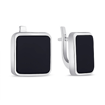 Срібні сережки з оніксом (арт. 7502/0977осю)