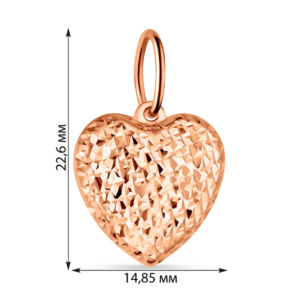 Золотой подвес Сердце с алмазной гранью (арт. 424514) – изображение 2
