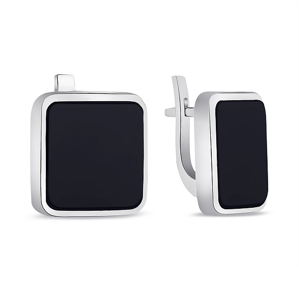 Срібні сережки з оніксом (арт. 7502/0977осю) – зображення 1