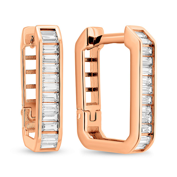 Золоті сережки з доріжкою з фіанітів (арт. 1101043) – зображення 1