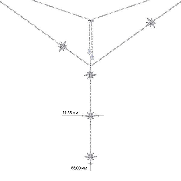 Колье серебряное "Звездочки" с фианитами (арт. 7507/1267) – изображение 3