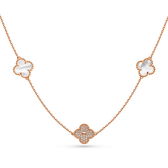 Золотое колье с перламутром и фианитами (арт. 361355п)