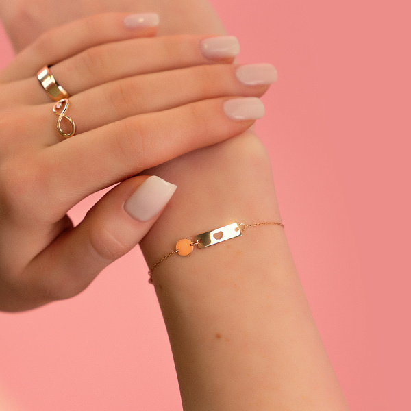 Браслет з золота з рожевим фіанітом (арт. 325460р) – зображення 2