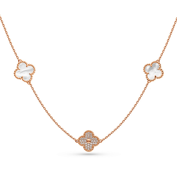 Золотое колье с перламутром и фианитами (арт. 361355п) – изображение 1