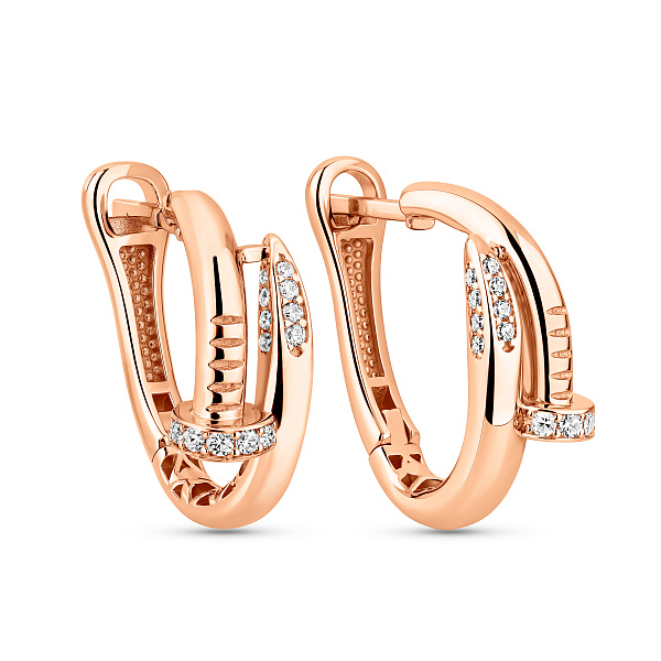 Золоті сережки Цвях з фіанітами (арт. 1092174) – зображення 1