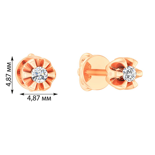 Золотые пусеты с бриллиантами (арт. Т011084010) – изображение 4