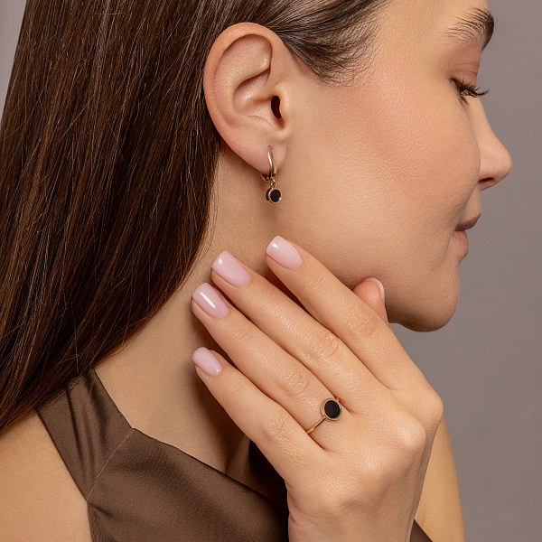 Золотое кольцо Лýна с эмалью (арт. 141216еч) – изображение 5