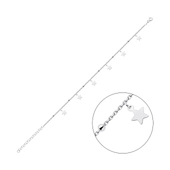 Фото Серебряный браслет на ногу "Звезды" с подвесками (арт. 7509/3466)