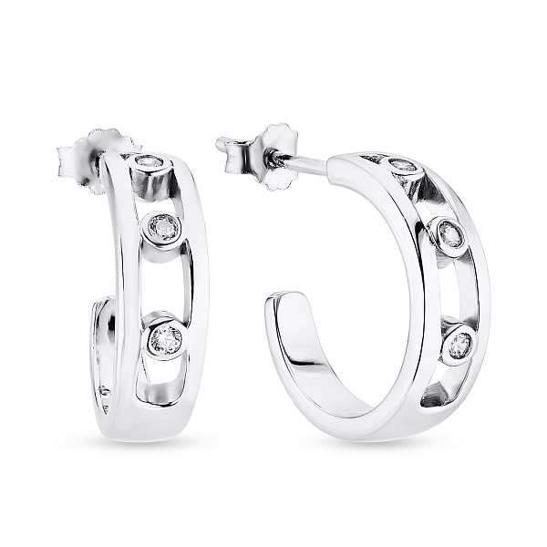 Серебряные серьги пусеты с фианитами (арт. 7518/5518) – изображение 1