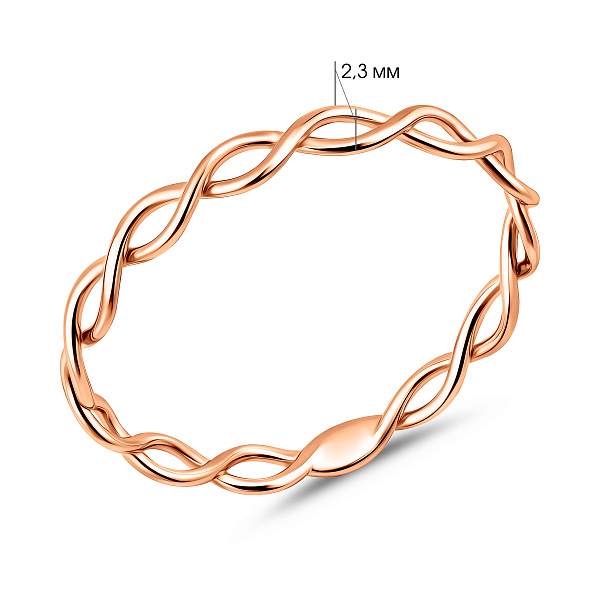 Тонкое переплетенное кольцо из красного золота (арт. 140945) – изображение 3