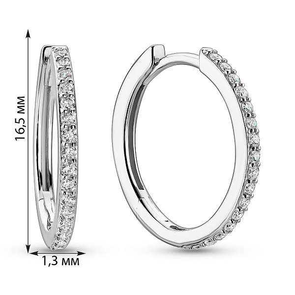 Сережки-кільця з білого золота з діамантами  (арт. С341352020б) – зображення 4